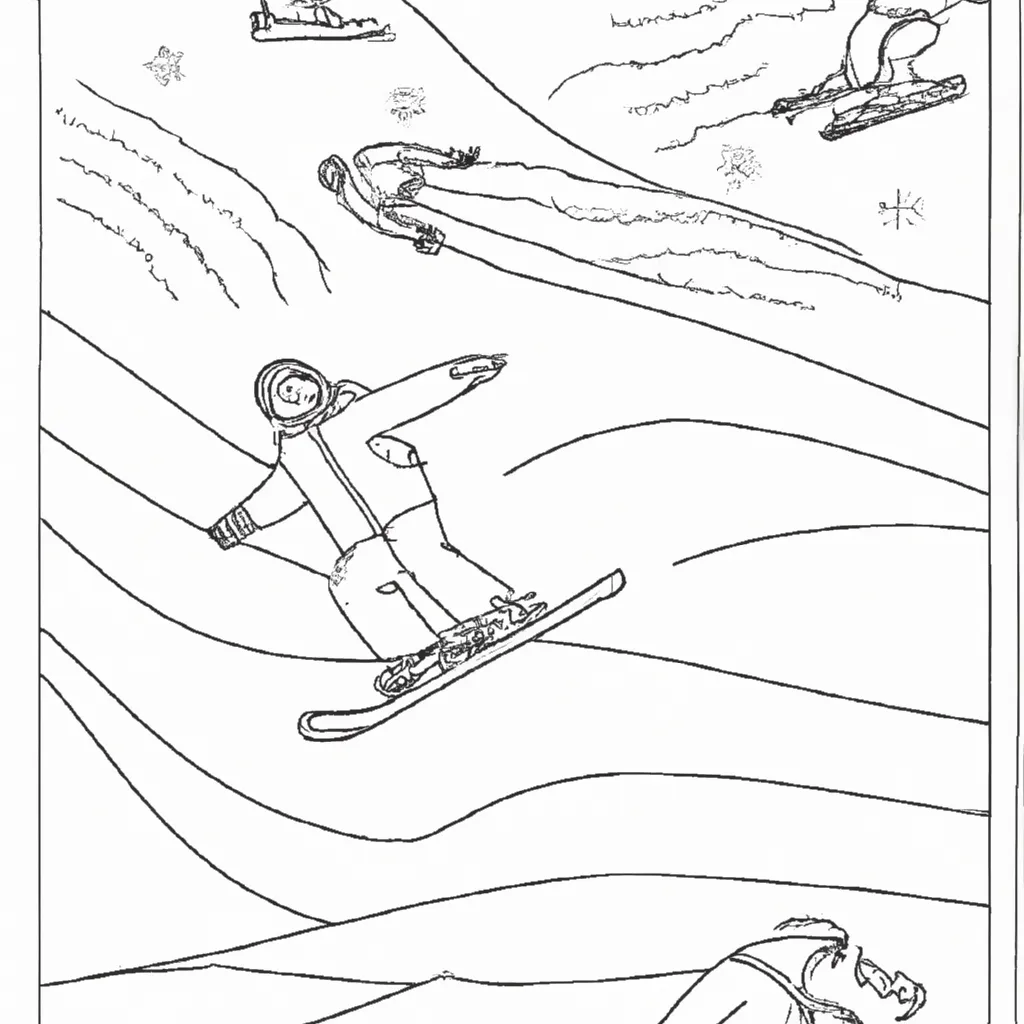 desenhos esqui neve imprimir pintar