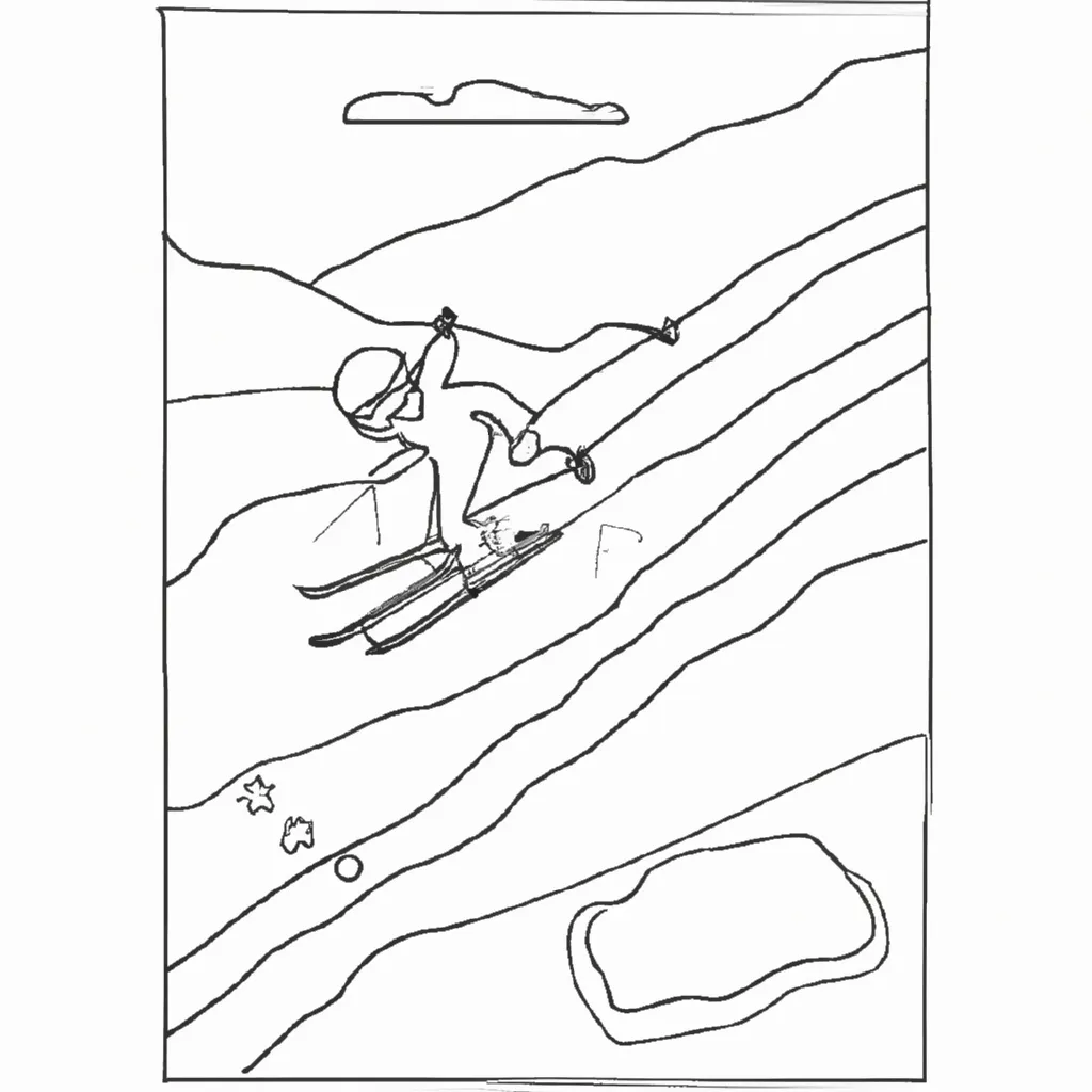 desenhos esqui neve imprimir pintar 1