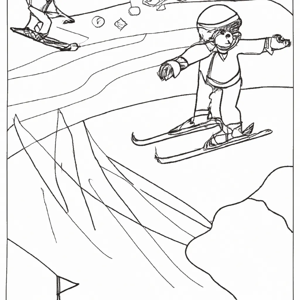 desenhos esqui neve imprimir pintar 6