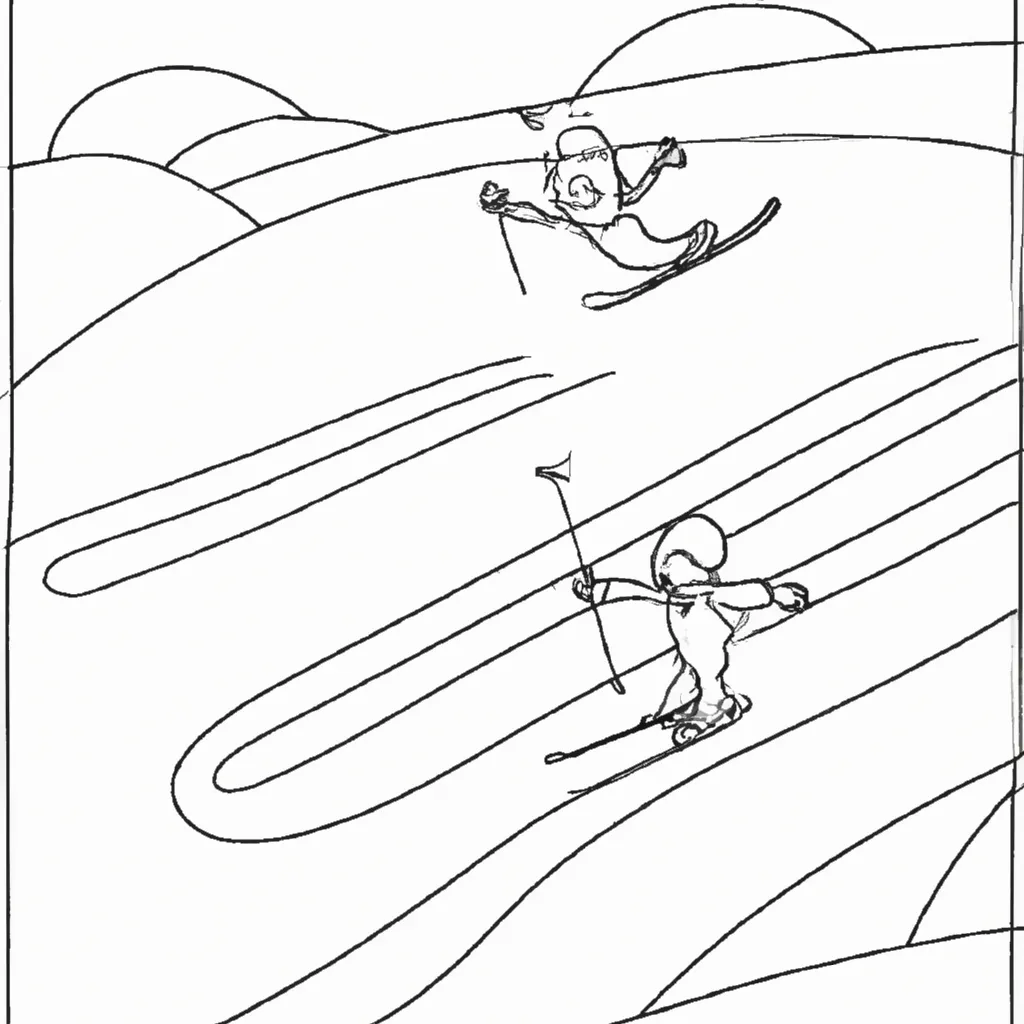 desenhos esqui neve imprimir pintar 10