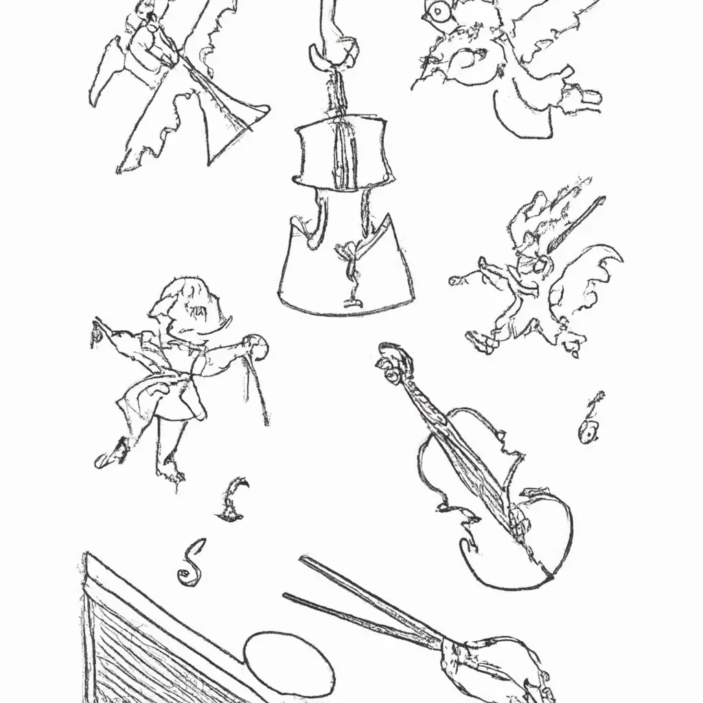 orquestra papel desenhos fagotes barrocos imprimir pintar