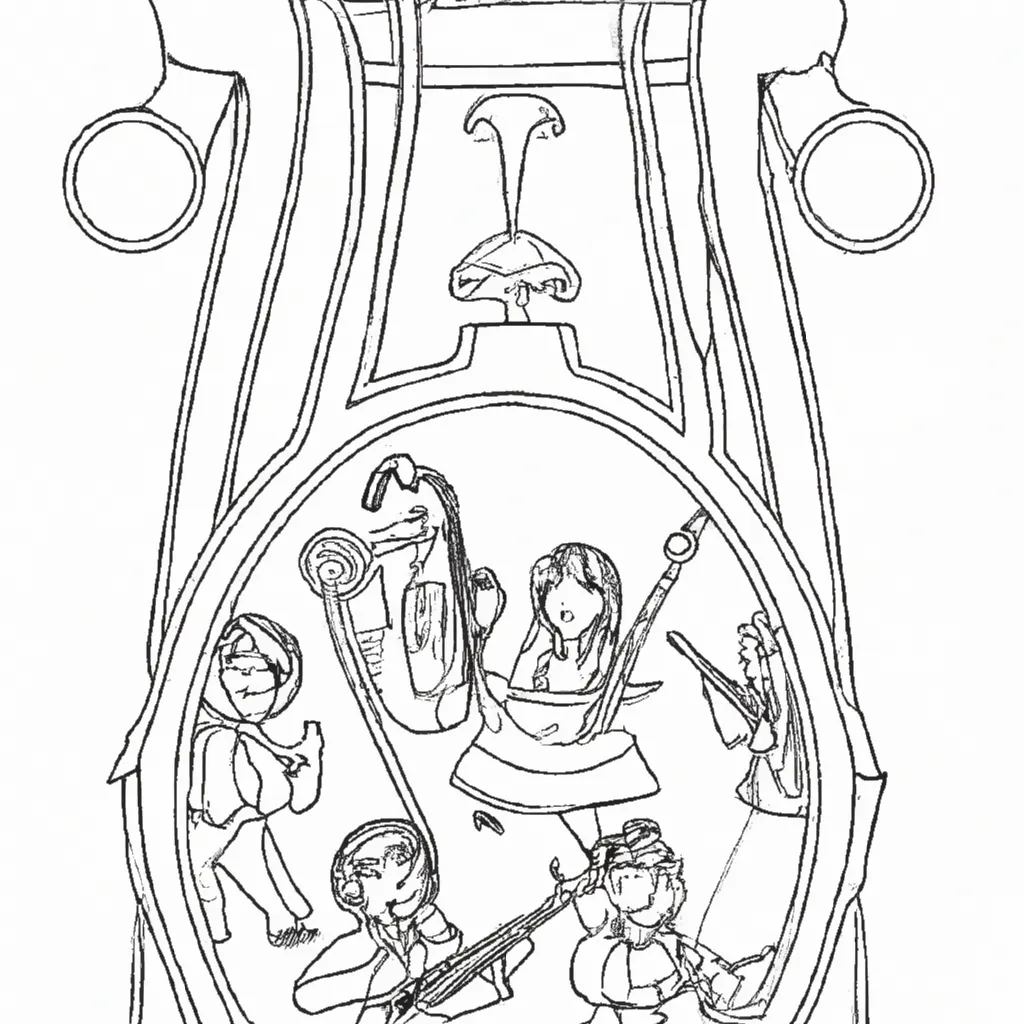 orquestra papel desenhos fagotes barrocos imprimir pintar 1
