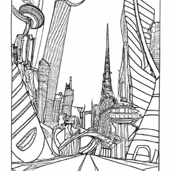 desenhos cidades futuristas imprimir colorir pinceladas amanha 3