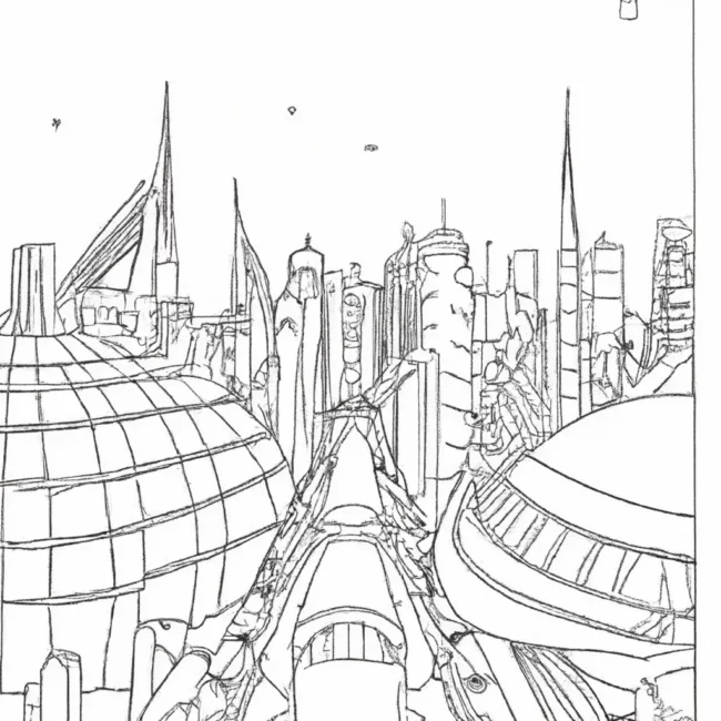 desenhos cidades futuristas imprimir colorir pinceladas amanha 10
