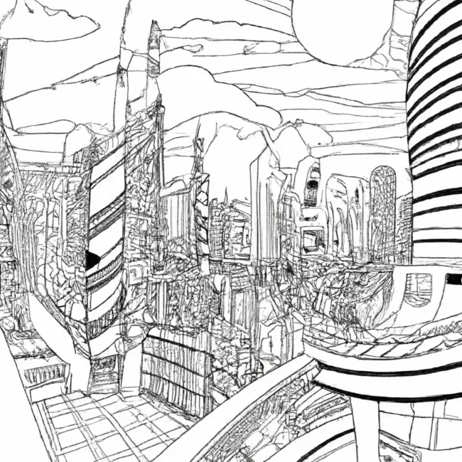 desenhos cidades futuristas imprimir colorir pinceladas amanha 11