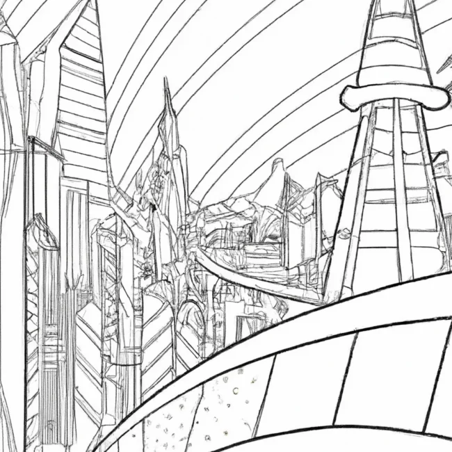 desenhos cidades futuristas imprimir colorir pinceladas amanha 12