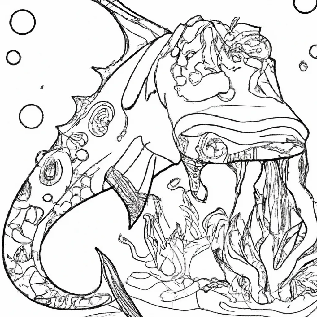 desenhos monstros aquaticos imprimir colorir 3