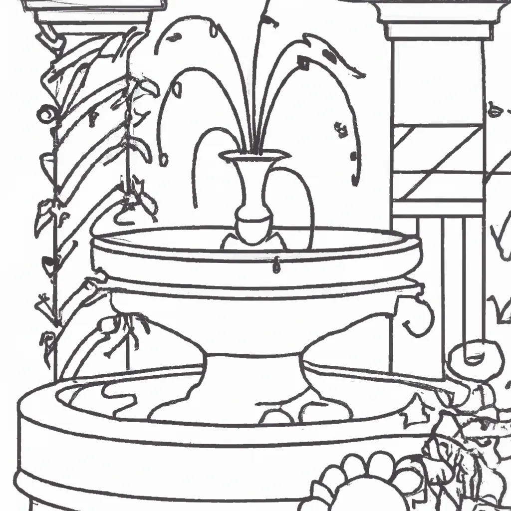 desenhos chafariz jardim imprimir colorir gratis 5