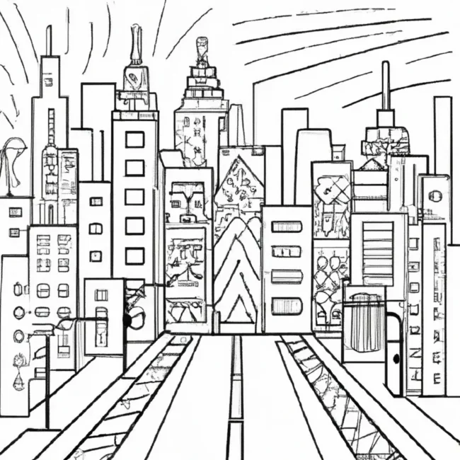 desenhos cidade luzes imprimir colorir gratis 3