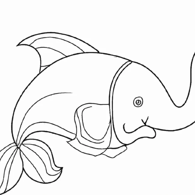 desenhos peixe elefante imprimir colorir gratis 23