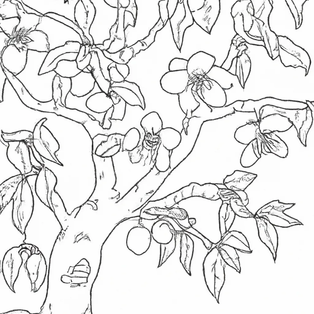 desenhos arvore pessegos imprimir colorir gratis 1