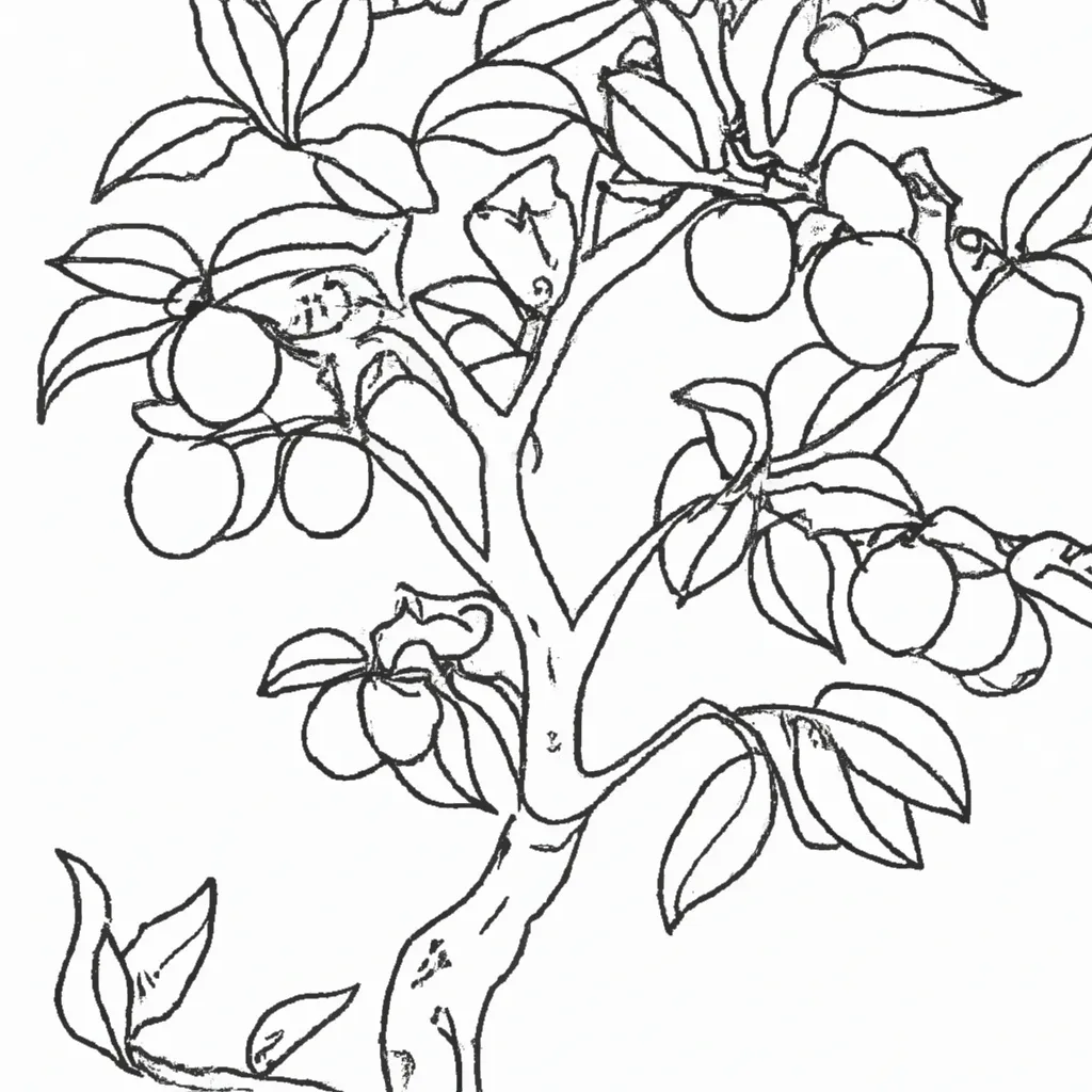 desenhos arvore pessegos imprimir colorir gratis 2