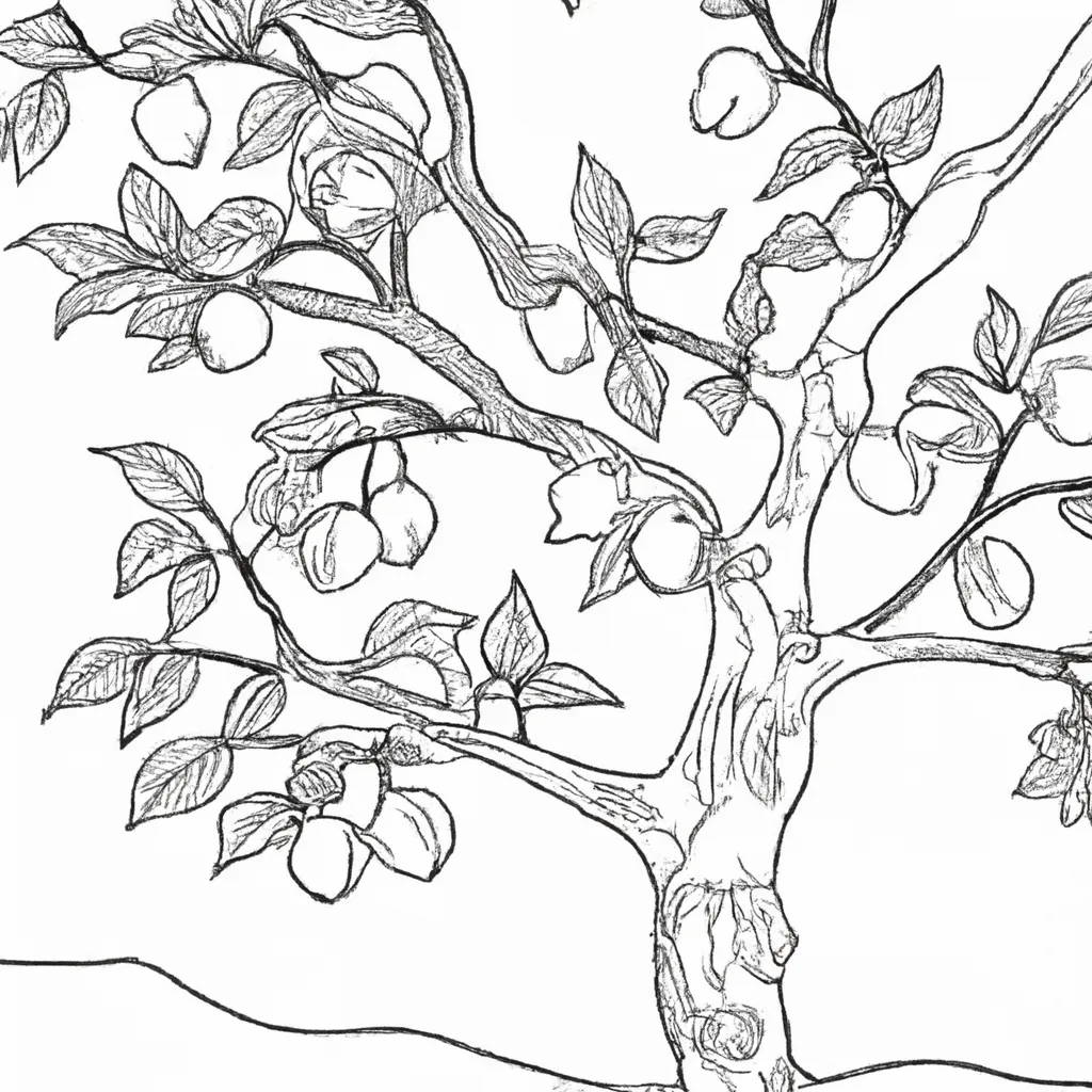 desenhos arvore pessegos imprimir colorir gratis 3