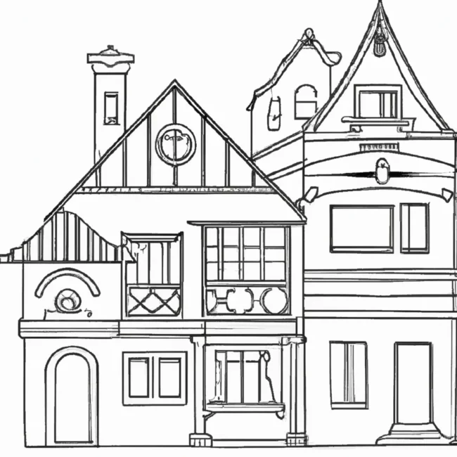desenhos casas estilo europeu imprimir colorir gratis 1