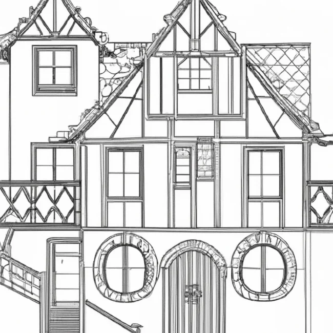 desenhos casas estilo europeu imprimir colorir gratis 3