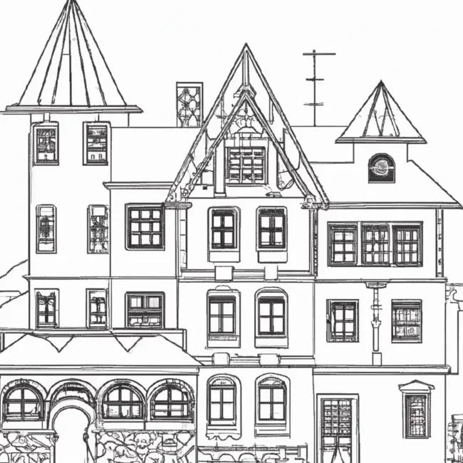 desenhos casas estilo europeu imprimir colorir gratis 6