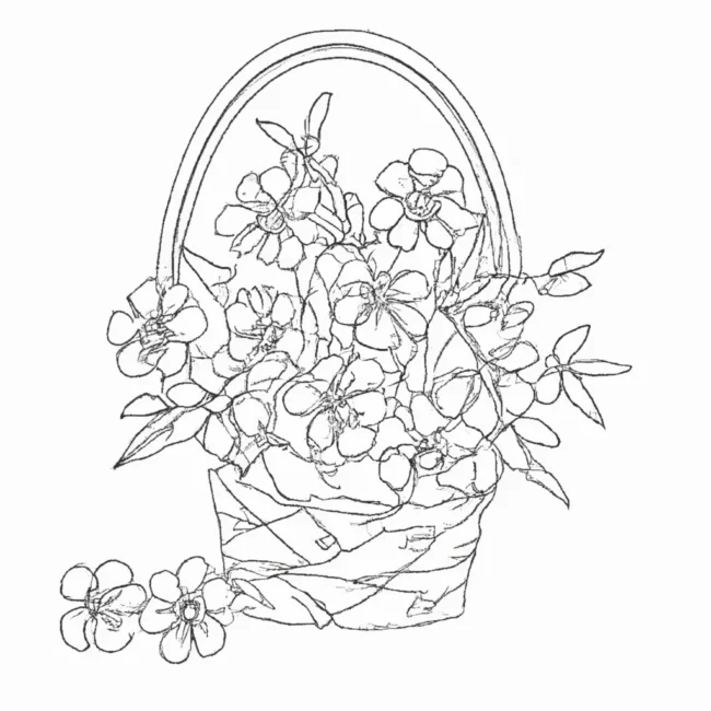 desenhos cesta flores imprimir colorir 1