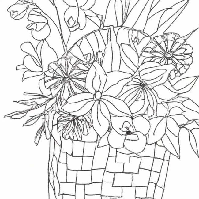 desenhos cesta flores imprimir colorir 12