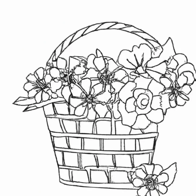 desenhos cesta flores imprimir colorir 13