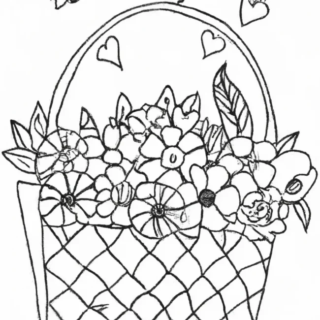 desenhos cesta flores imprimir colorir 14