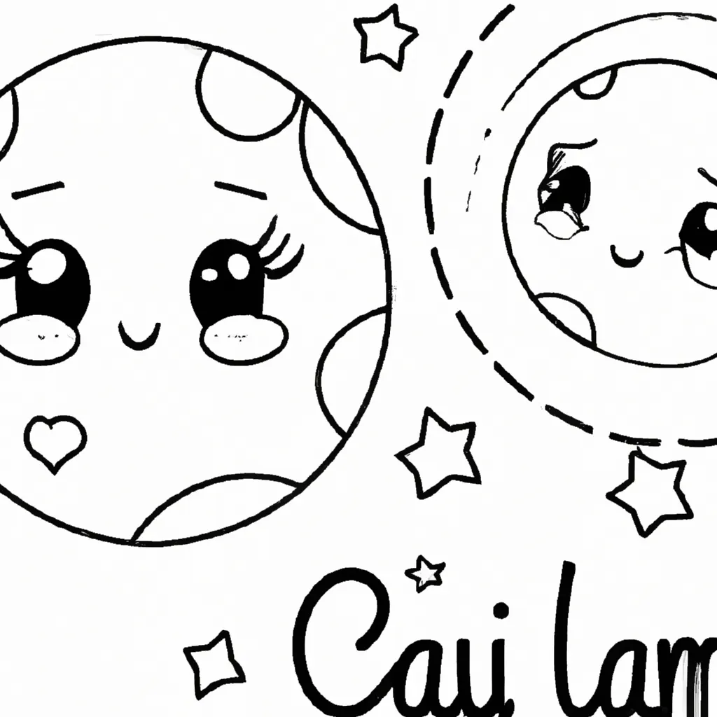 desenhos lua kawaii imprimir colorir