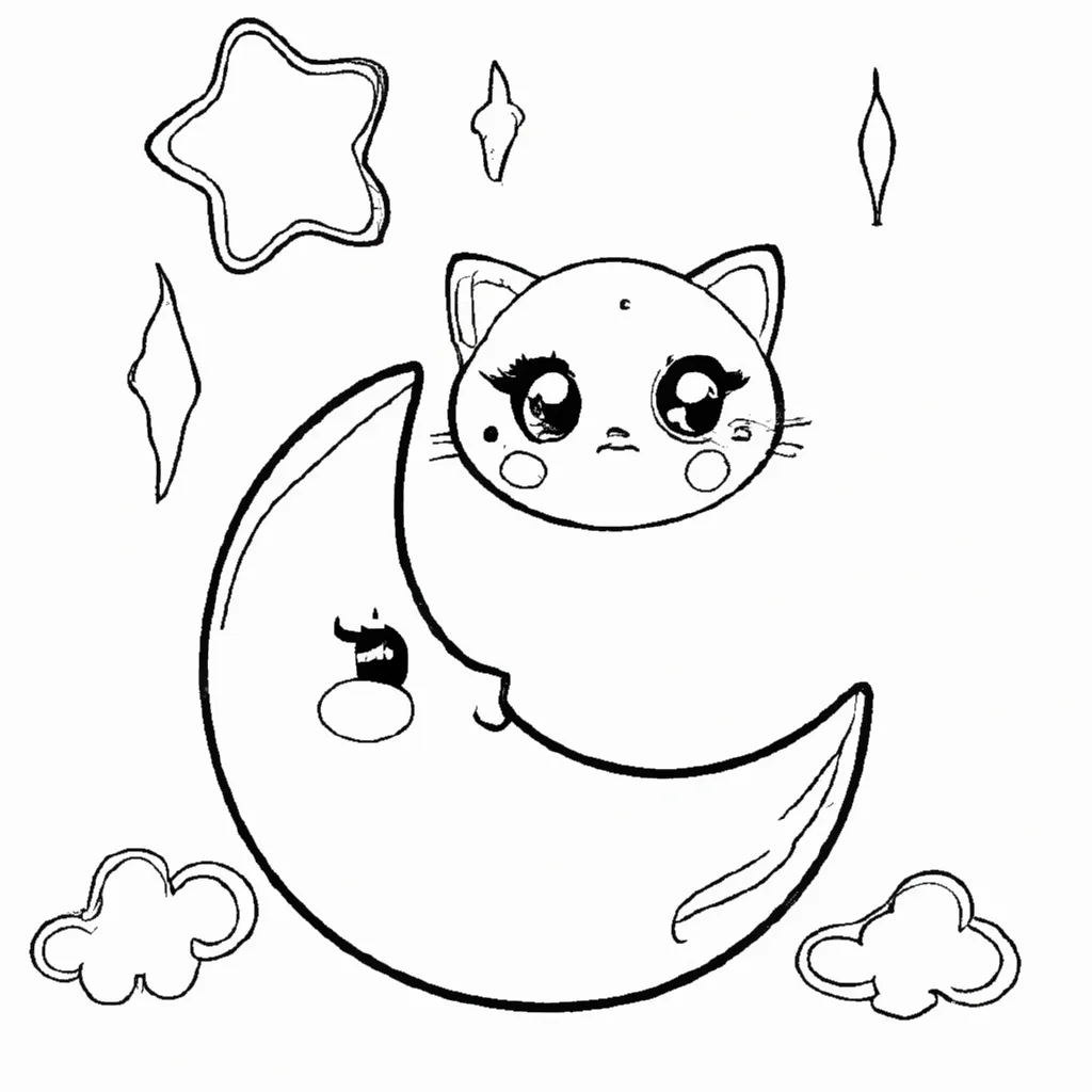 desenhos lua kawaii imprimir colorir 4