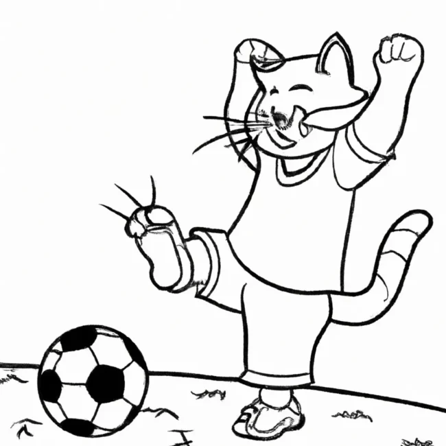 desenhos gato jogando futebol imprimir colorir 1