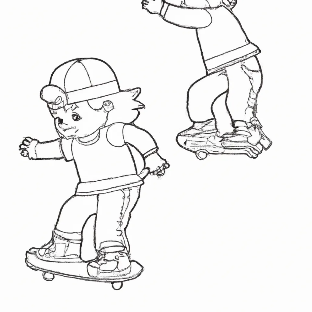 desenhos criancas andando skate imprimir colorir