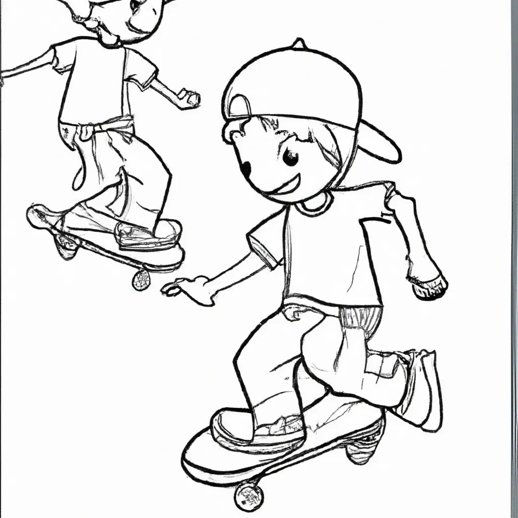 desenhos criancas andando skate imprimir colorir 1