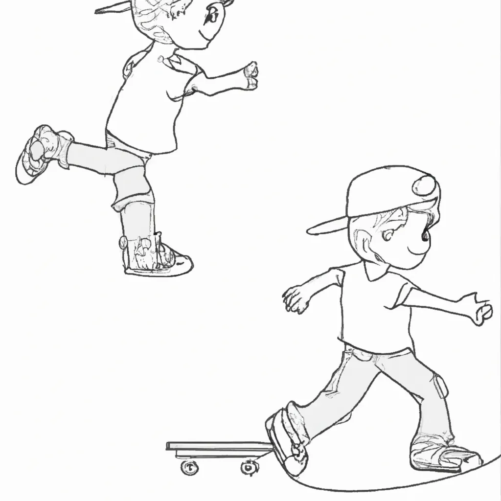 desenhos criancas andando skate imprimir colorir 3