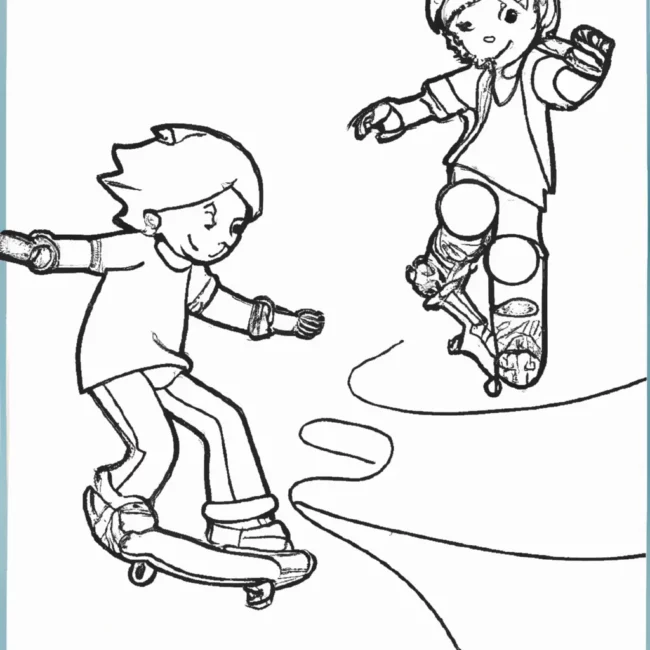 desenhos criancas andando skate imprimir colorir 4