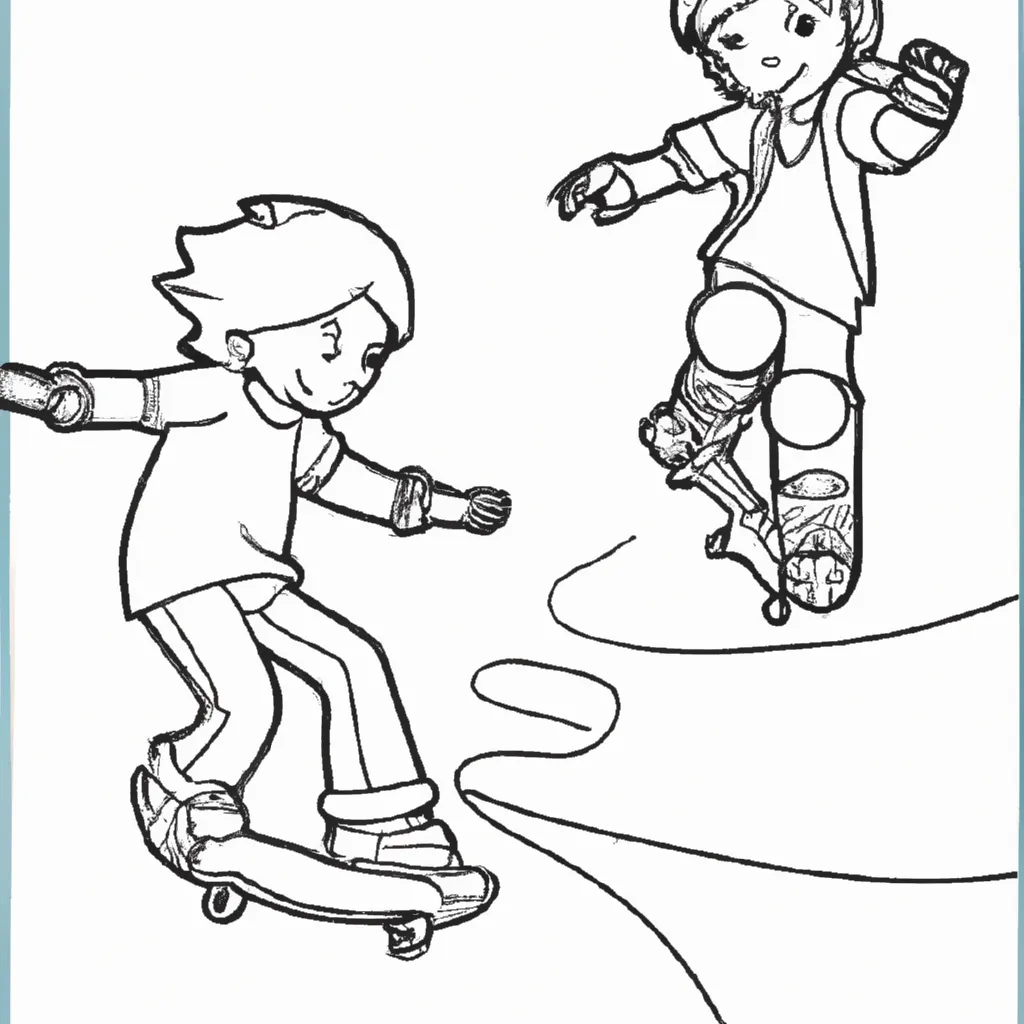 desenhos criancas andando skate imprimir colorir 4