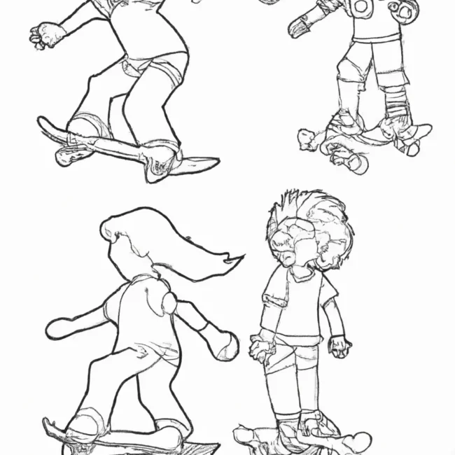desenhos criancas andando skate imprimir colorir 5