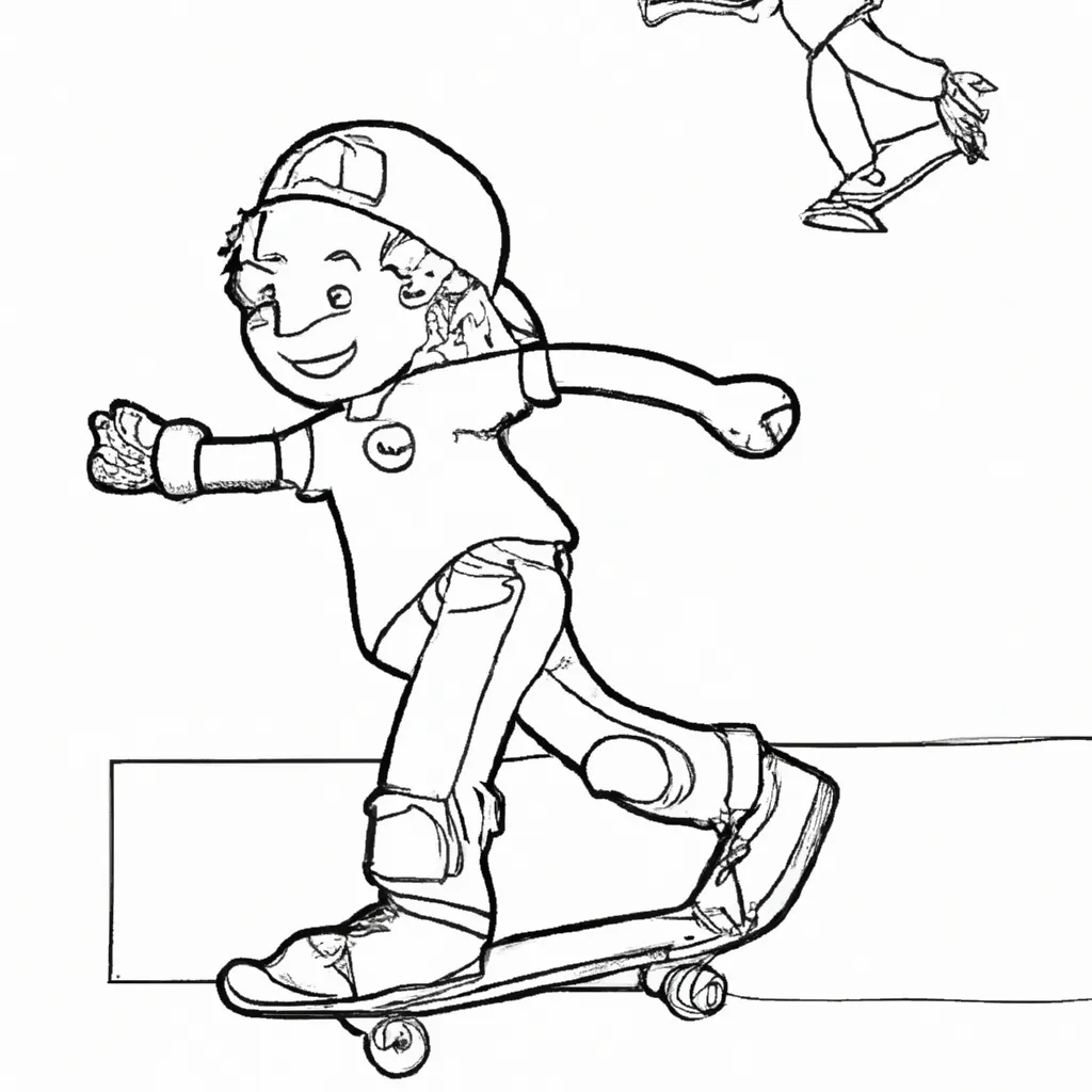 desenhos criancas andando skate imprimir colorir 6