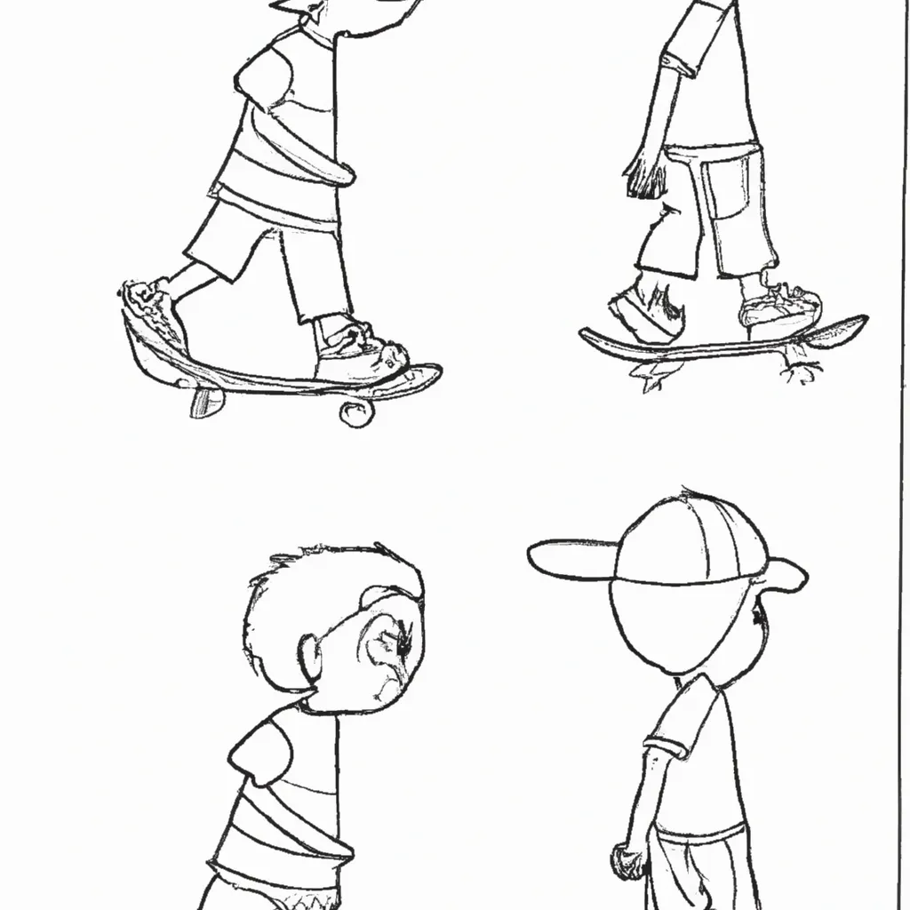 desenhos criancas andando skate imprimir colorir 7