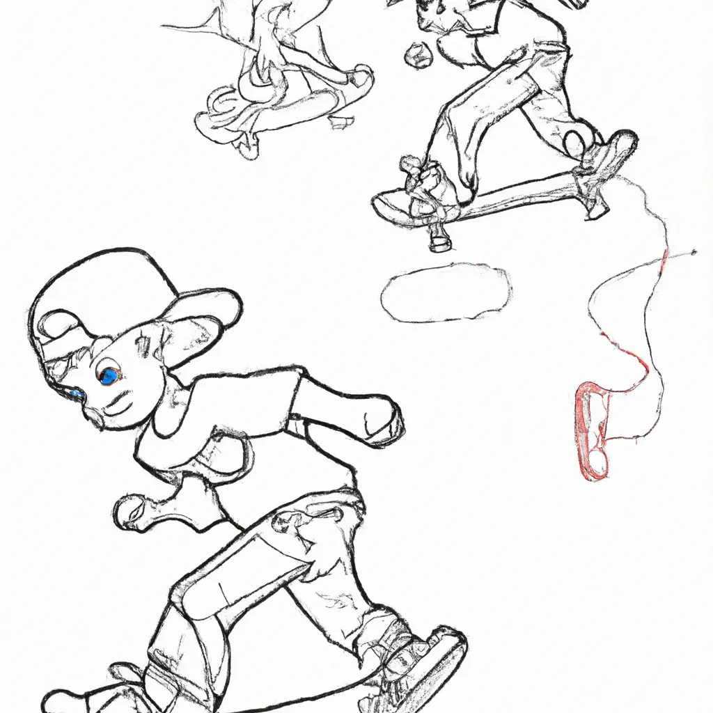 desenhos criancas andando skate imprimir colorir 8