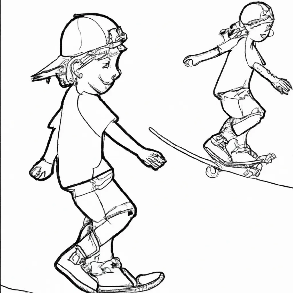 desenhos criancas andando skate imprimir colorir 9