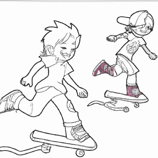 desenhos criancas andando skate imprimir colorir 10
