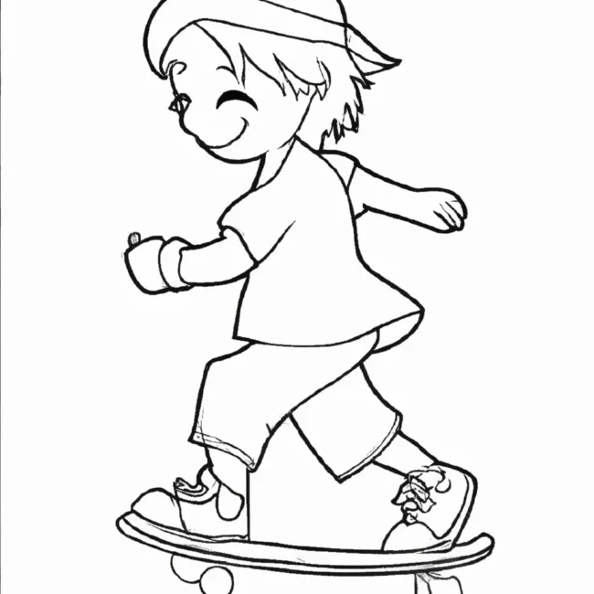 desenhos criancas andando skate imprimir colorir 11