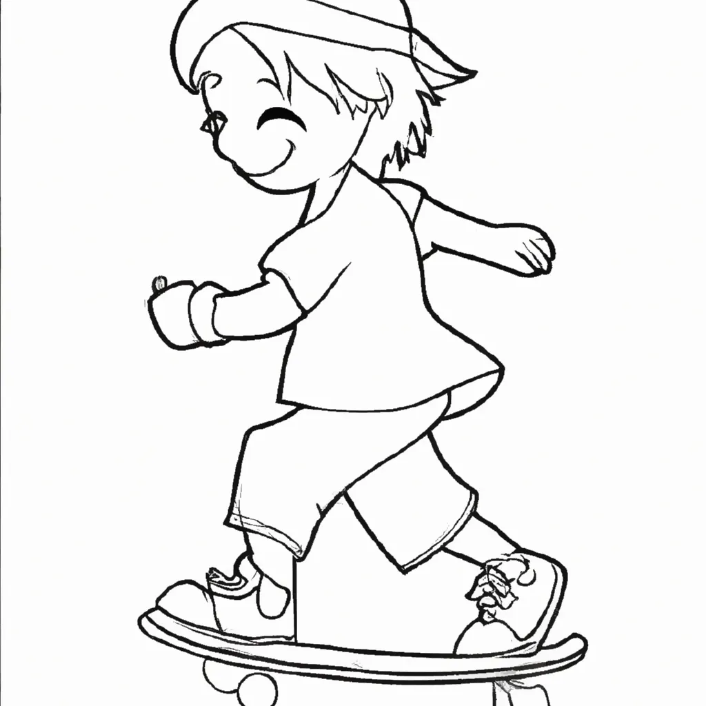 desenhos criancas andando skate imprimir colorir 11