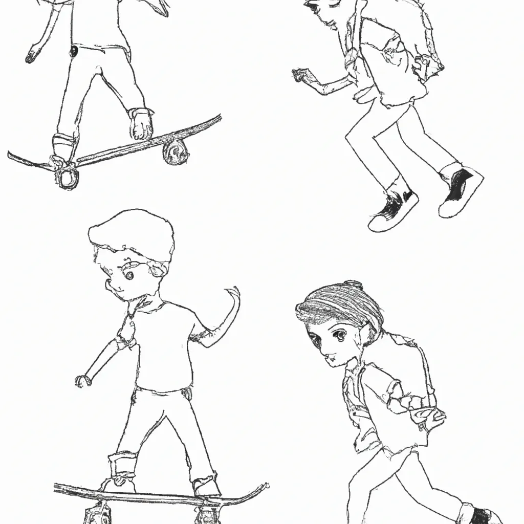desenhos criancas andando skate imprimir colorir 12