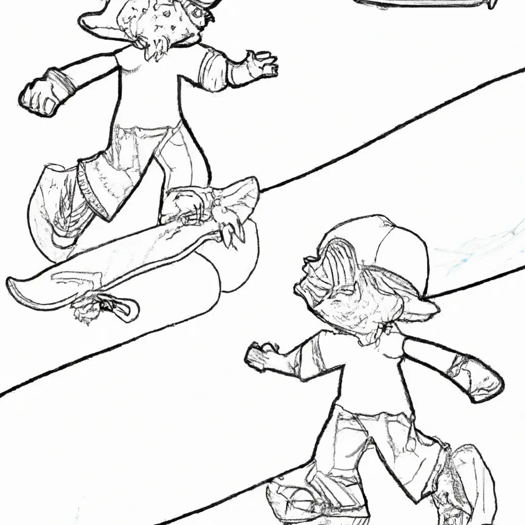 desenhos criancas andando skate imprimir colorir 13