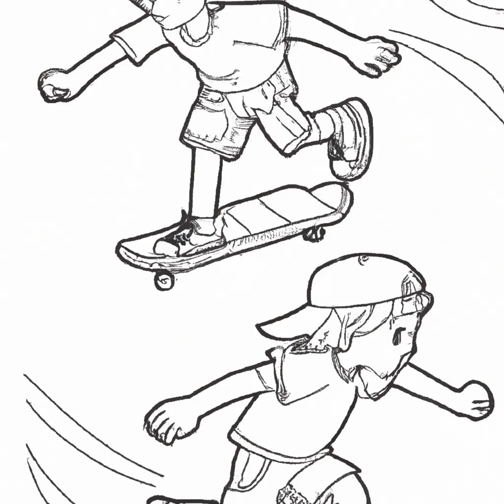 desenhos criancas andando skate imprimir colorir 14