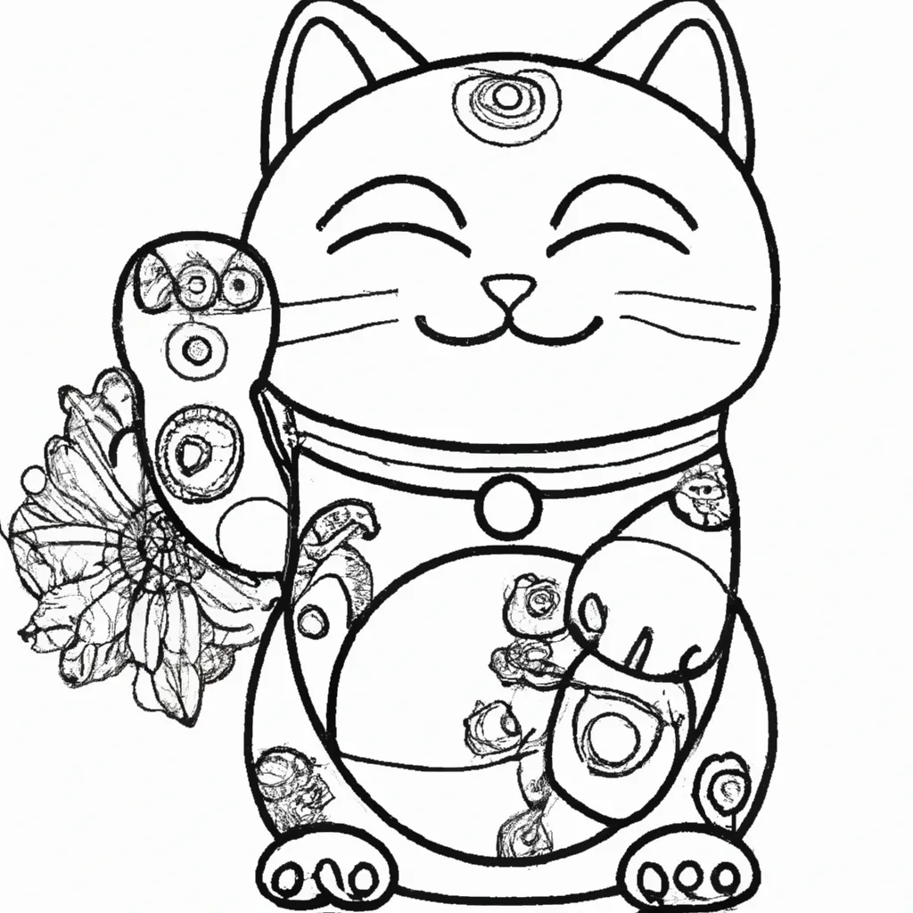desenhos maneki neko imprimir colorir 1