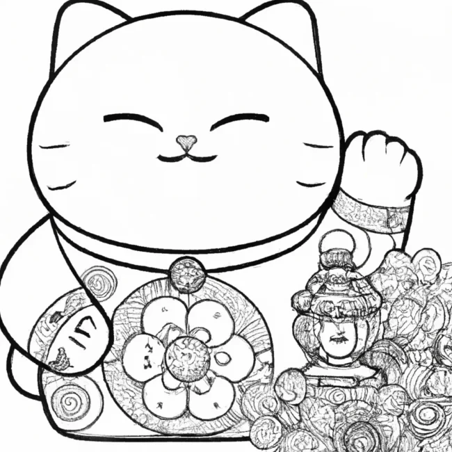 desenhos maneki neko imprimir colorir 8