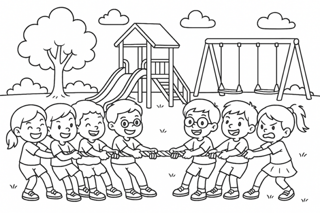 Desenhos de Cabo de Guerra para Imprimir e Colorir