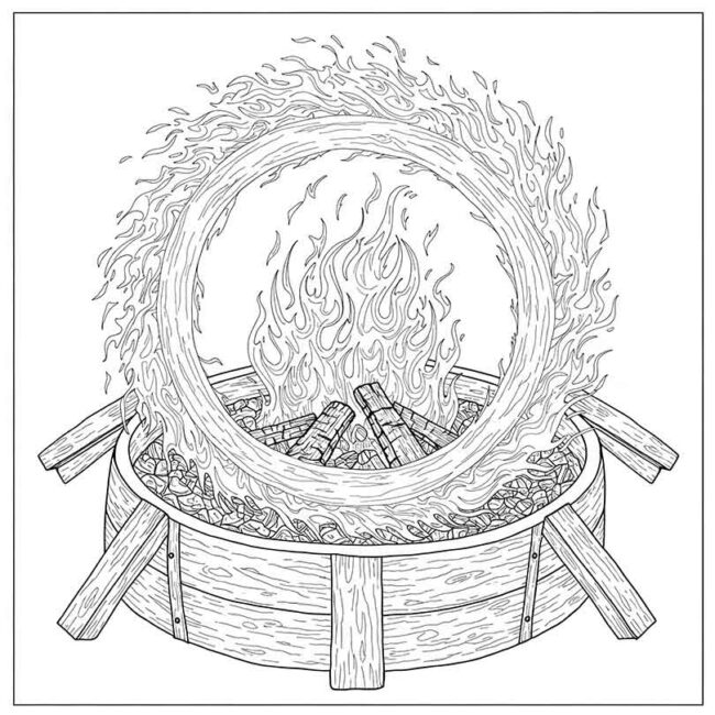 desenhos de circulo de fogo para colorir e pintar 3