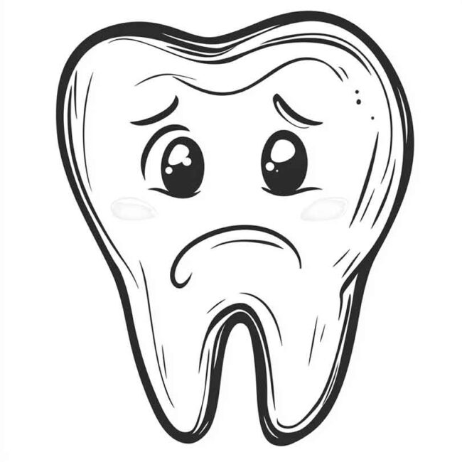 dentes tristes para colorir 1