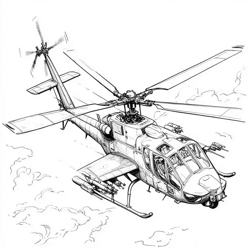 Desenhos GRÁTIS de Helicóptero de Guerra para Imprimir e Colorir/Pintar