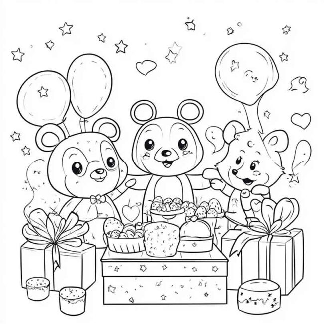 festa do pijama para colorir 2